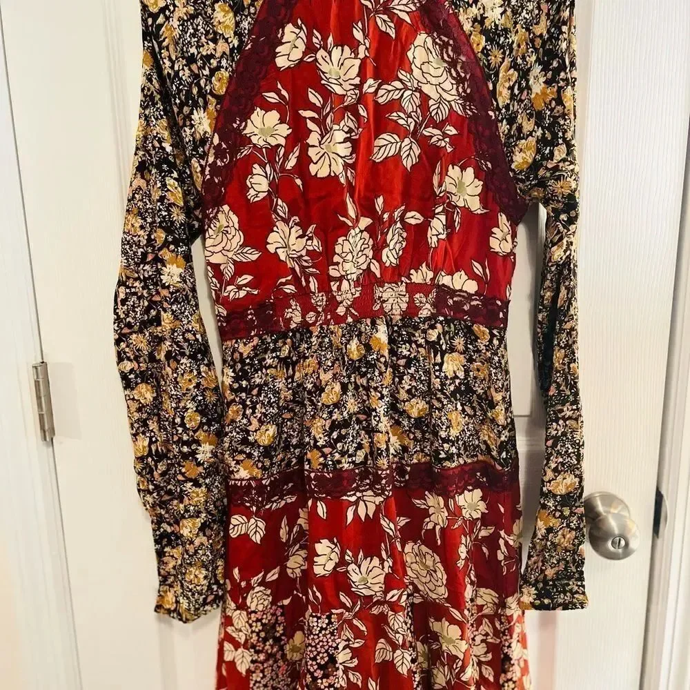 Free People Multicolor Floral Long Sleeve Dress NWOT